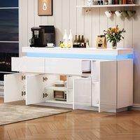 BTM High Gloss Sideboard LED Storage Cabinet Drawers Modern Cabinet in White