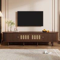 BTM TV Stand Oval Walnut 2 Drawers 2 Roller Doors 80 Inch 180x40x40