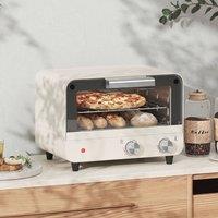 HOMCOM Mini Countertop Oven with Glass Door & Timer, Cream White