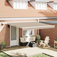 Berkfield Home Manual Retractable Awning with LED Beige 400x350 cm