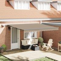 Berkfield Home Manual Retractable Awning with LED Beige 400x350 cm