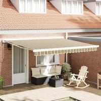 Berkfield Home Manual Retractable Awning Green & White 400x350 cm