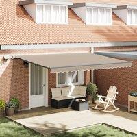 Berkfield Home Manual Retractable Awning with LED Beige 450x350 cm