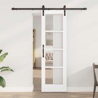 Berkfield Home Sliding Door with Hardware Set 'ORKDAL'White Solid Wood & Glass