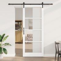 Berkfield Home Sliding Door with Hardware Set "ORKDAL" White Solid Wood & Glass