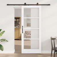 Berkfield Home Sliding Door with Hardware Set 'ORKDAL'White Solid Wood & Glass