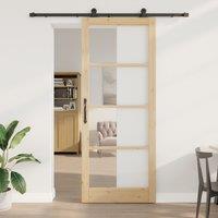 Berkfield Home Sliding Door with Hardware Set 'ORKDAL'Solid Wood & Glass in Beige