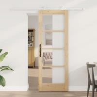 Berkfield Home Sliding Door with Hardware Set 'ORKDAL'Solid Wood & Glass in Beige