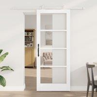 Berkfield Home Sliding Door with Hardware Set 'ORKDAL'White Solid Wood & Glass in White