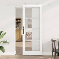 Berkfield Home Sliding Door with Hardware Set 'ORKDAL'White Solid Wood & Glass in White