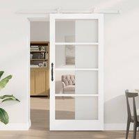 Berkfield Home Sliding Door with Hardware Set 'ORKDAL'White Solid Wood & Glass in White