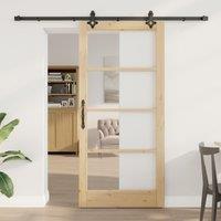 Berkfield Home Sliding Door with Hardware Set 93x202 cm Solid Wood Pine in Black