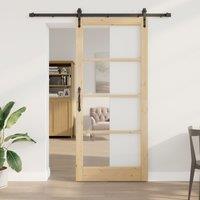 Berkfield Home Sliding Door with Hardware Set 93x211 cm Solid Wood Pine in Black