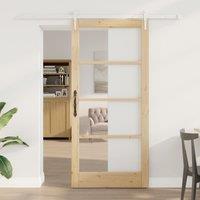 Berkfield Home Sliding Door with Hardware Set 93x202 cm Solid Wood Pine in Black