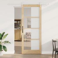 Berkfield Home Sliding Door with Hardware Set 93x232 cm Solid Wood Pine in Black