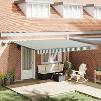 Berkfield Home Manual Retractable Awning with LED Green & White 450x300 cm