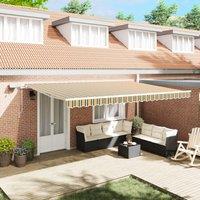 Berkfield Home Manual Retractable Awning with LED Green & Yellow 500x300 cm