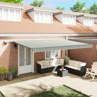 Berkfield Home Manual Retractable Awning with LED Green & White 500x300 cm