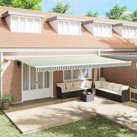 Berkfield Home Manual Retractable Awning with LED Green & White 600x350 cm