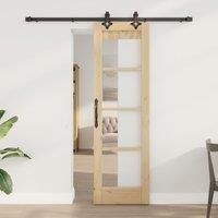 Berkfield Home Sliding Door with Hardware Set "ORKDAL" Solid Wood&Glass in Beige
