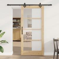 Berkfield Home Sliding Door with Hardware Set 'ORKDAL'Solid Wood & Glass in Beige