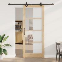 Berkfield Home Sliding Door with Hardware Set 'ORKDAL'Solid Wood & Glass in Beige