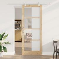 Berkfield Home Sliding Door with Hardware Set 93x232 cm Solid Wood Pine in Beige
