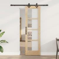 Berkfield Home Sliding Door with Hardware Set 61x198.5 cm Solid Wood Pine in Black
