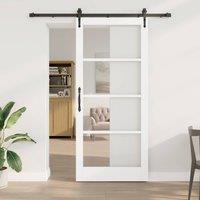 Berkfield Home Sliding Door with Hardware Set White 93x211 cm Solid Wood Pine