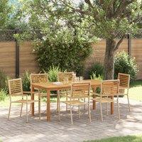 Berkfield Home 7 Piece Garden Dining Set Beige Poly Rattan Acacia