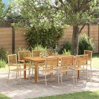 Berkfield Home 9 Piece Garden Dining Set Beige Poly Rattan Acacia