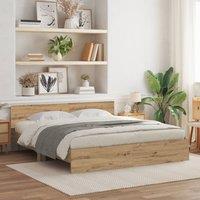 Berkfield Home Bed Frame with Headboard in Artisan Oak 180 x 200 cm, made from engineered wood in Brown | Size: 180 x 200 cm