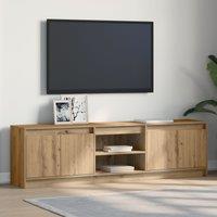 Berkfield Home TV Cabinet with LED Strip Lights with Storage with Door Brown 180 x 34 x 50 cm