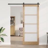 Berkfield Home Interior Door with Glass "ORKDAL" 93x232x4 cm Solid Wood Pine in Beige | Size: 93 x 232 x 4 cm