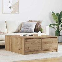 Berkfield Home Coffee Table with Drawers Artisan Oak 100x100x40 cm in Brown | Size: 100 x 100 x 40 cm