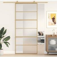 Berkfield Home Sliding Door Gold 90x205 cm Frosted ESG Glass & Aluminium
