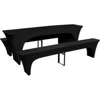 Berkfield Home 3 Slipcovers for Beer Table & Benches Stretch Black 220 x 50 x 80 cm