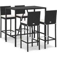 Berkfield Home 5 Piece Garden Bar Set with Cushions Black Poly Rattan