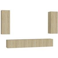 Berkfield Home 5 Piece TV Cabinet Set Sonoma Oak Engineered Wood in Light Tan
