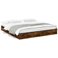 Berkfield Home Bed Frame with Drawers without Mattress Smoked Oak 200x200 cm in Brown
