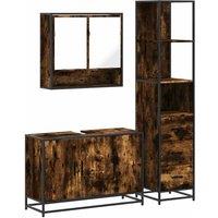 Berkfield Home 3 Piece Bathroom Furniture Set Smoked Oak Engineered Wood in Brown