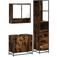 Berkfield Home 3 Piece Bathroom Furniture Set Smoked Oak Engineered Wood in Brown