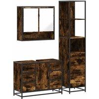 Berkfield Home 3 Piece Bathroom Furniture Set Smoked Oak Engineered Wood in Brown