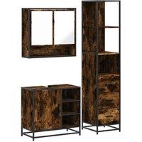 Berkfield Home 3 Piece Bathroom Furniture Set Smoked Oak Engineered Wood in Brown
