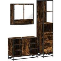 Berkfield Home 3 Piece Bathroom Furniture Set Smoked Oak Engineered Wood in Brown