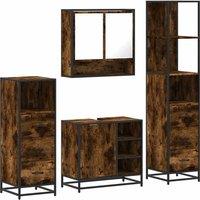 Berkfield Home 4 Piece Bathroom Furniture Set Smoked Oak Engineered Wood