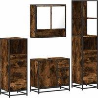 Berkfield Home 4 Piece Bathroom Furniture Set Smoked Oak Engineered Wood in Brown