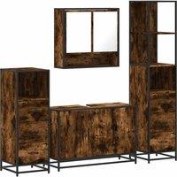 Berkfield Home 4 Piece Bathroom Furniture Set Smoked Oak Engineered Wood in Brown