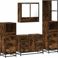 Berkfield Home 4 Piece Bathroom Furniture Set Smoked Oak Engineered Wood in Brown