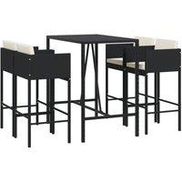 Berkfield Home 5 Piece Garden Bar Set with Cushions Black Poly Rattan